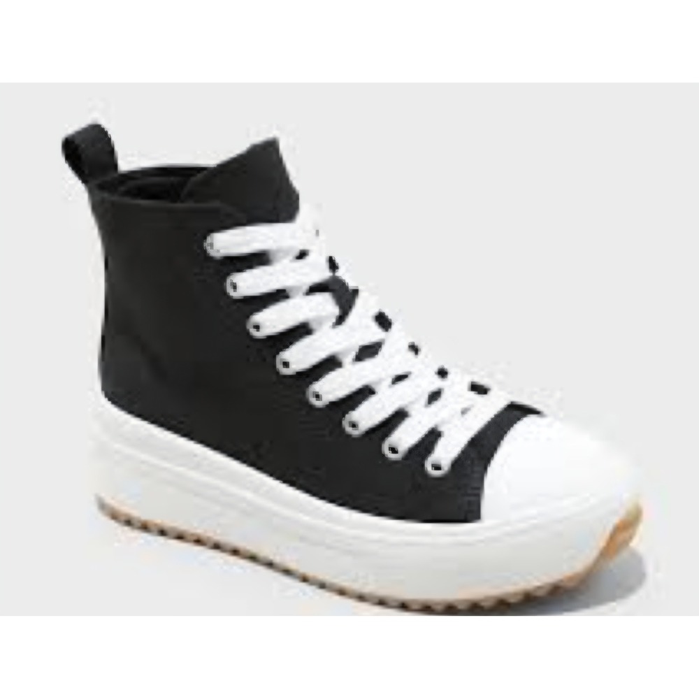 Art Class Kids Black Canvas High Top Platform Sneakers Side Zip Size 13 NEW